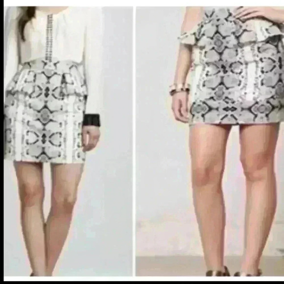 Nanette Lepore Snakeskin Print Cotton And Silk Blend Peplum Skirt Size 6 EUC! - Picture 3 of 13